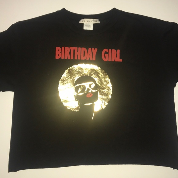 NWOT Birthday Girl Crop Top Tee - Picture 2 of 5